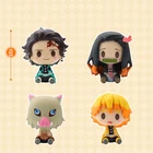 4 шт. кавайная фигурка рассекающего демонов Kpop 5 см Аниме Кукла орнамент Kimetsu No Yaiba кукла Tanjiro Nezuko Zenitsu декоративные игрушки для комнаты