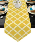 Желтая Марокканская Геометрическая настольная дорожка в клетку, домашняя кухонная обеденная скатерть, украшение для свадебного стола, настольная дорожка