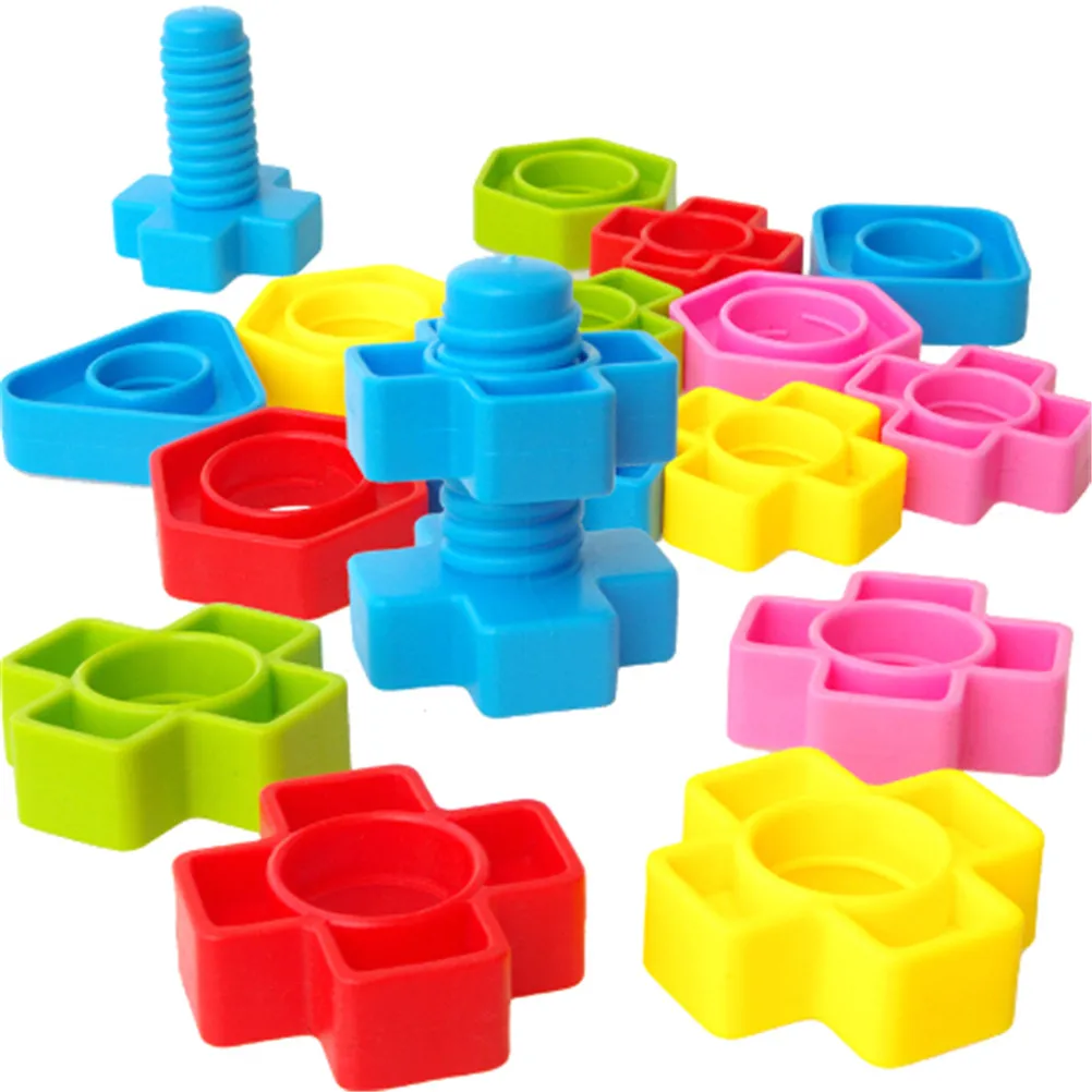 

1Set Children Screw Building Blocks Plastic Insert Blocks Nut Shape Toys Educational Toys Montessori Scale Models