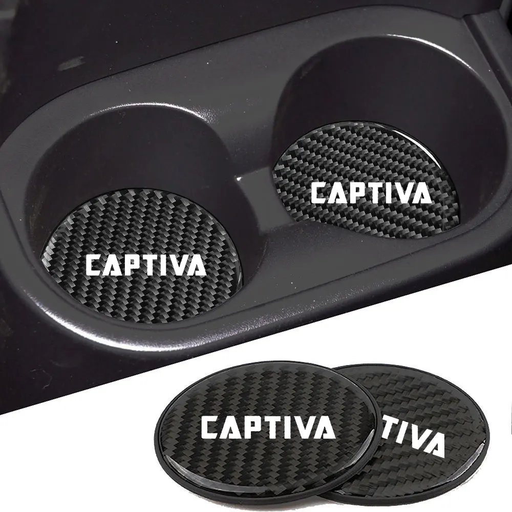 

2Pcs Car Water Coaster Cup Mat Bottle Holder Carbon Fiber PVC Non-Slip Mat for Chevrolet Captiva Car Accessories Interior