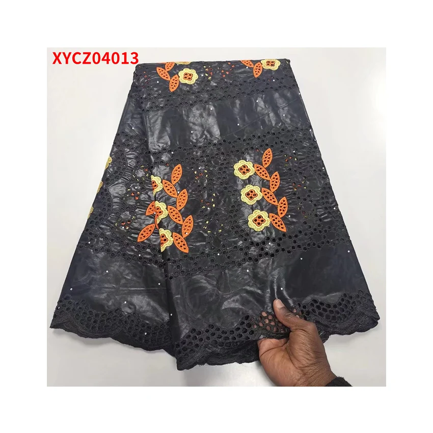 

2022 African Nigerian Colorful ambassador bazin Lace Fabric For Wedding Cloth Textiles XYCZ04013