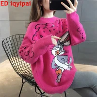 ed iqyipai kawaii wool pullover cartoon anime rabbit harajuku sweater women autumn winter korean sweet loose outer wear