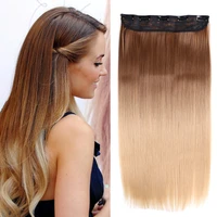 5 clip in hair extension long straight synthetic clips hairpiece ombre brown blonde hair extensions for women
