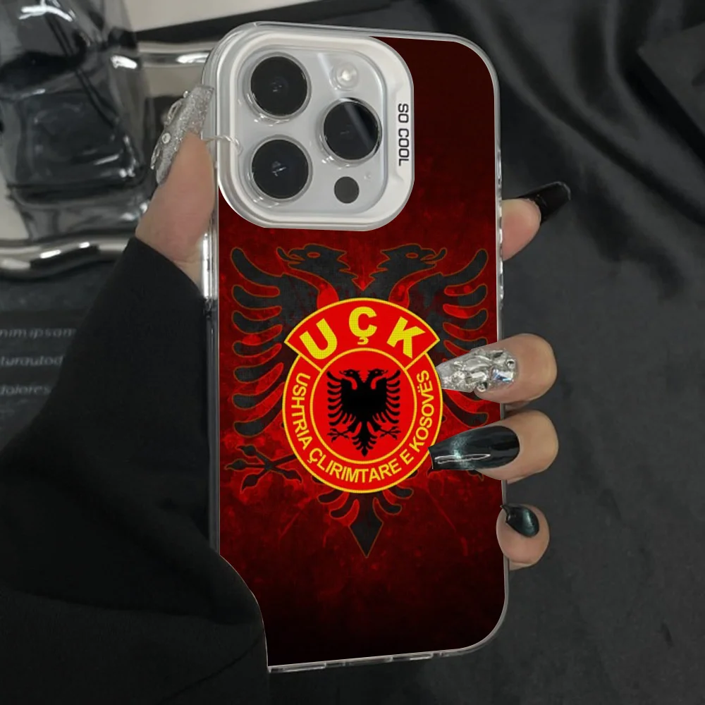 Чехол для телефона UCK Kosovo Liberation Army iPhone 16 15 14 13 12 11 Pro Max Plus Mini XS серый серебристый