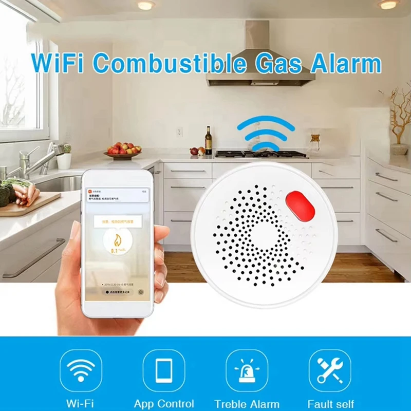 Горячий Tuya Smart Wi-Fi Датчик природного газа уголь Газ LPG Сигнализация утечки