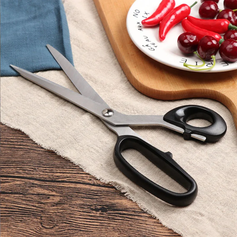 

Stainless Steel Scissors For Fabric Tailor's Scissors Kitchen Barbecue Scissor Clothing High-end Black Household Sewing Tool
