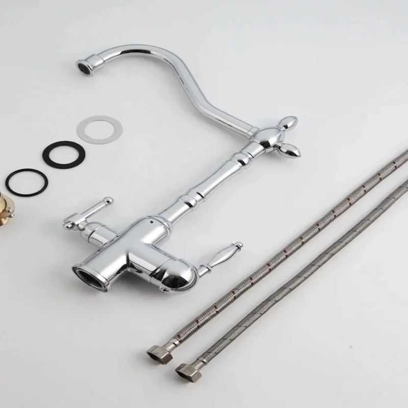 Золотой/серебристый/латунный смеситель для кухни 360° ° Вращающийся на палубе с