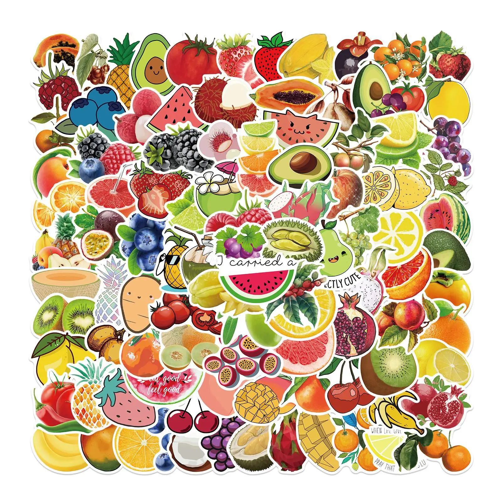 

100 Pieces/Pack Waterproof Cartoon Fruit Graffiti Stickers for Laptop Bike Trunk Luggage Cute DIY Sticker