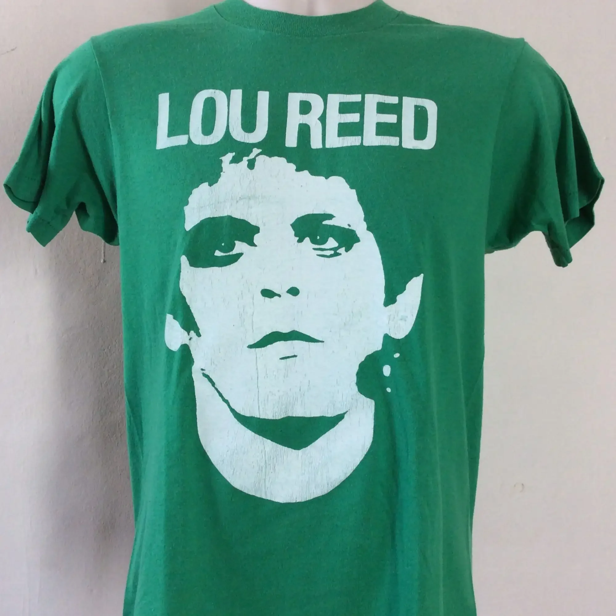 Vtg 70-е годы Лу Рид Рок-н-ролл футболка с животными зеленая XS/S бархатная Underground Punk Glam