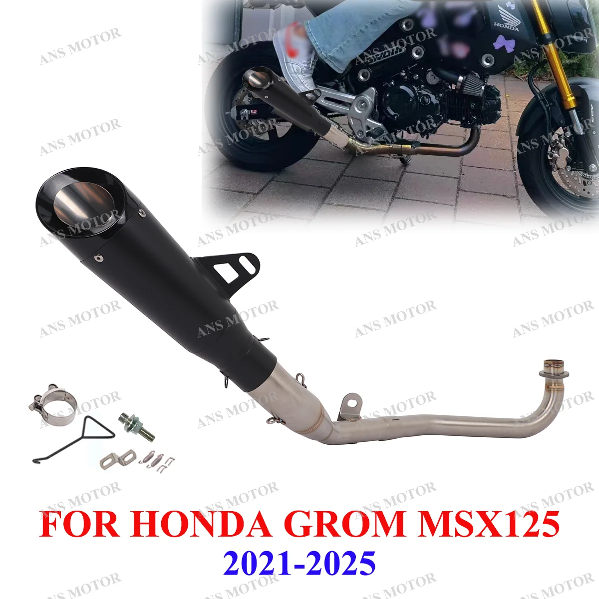 Надевается для Honda Grom Msx125 2021-2025 полная выхлопная система мотоцикла глушитель Eacape
