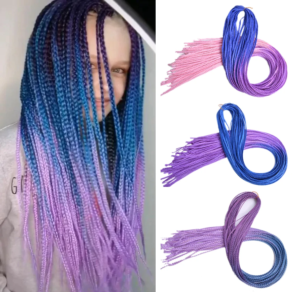 

30Inch Synthetic Zizi Crochet Braids Hair Extension Long Straight Box Braids Hair Ombre Black Blonde Hair Fiber For Women Kids