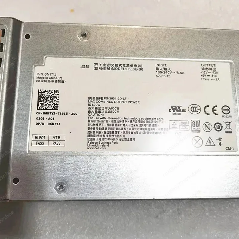 L600E-S0 для серверного блока питания DELL MD3600f MD3200 MD3200i 600 Вт 6N7YJ 06N7YJ