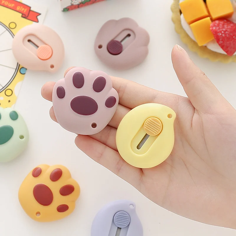 

3 PC Cute Cartoon Cat Claw Retractable Paper Cutter Utility Knives Stationery for School Office Home Mini Box Cutter