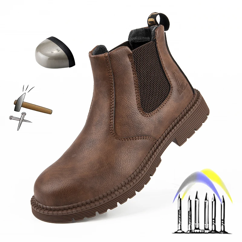 Высококачественная кожаная Водонепроницаемая Рабочая обувь для мужчин стальные