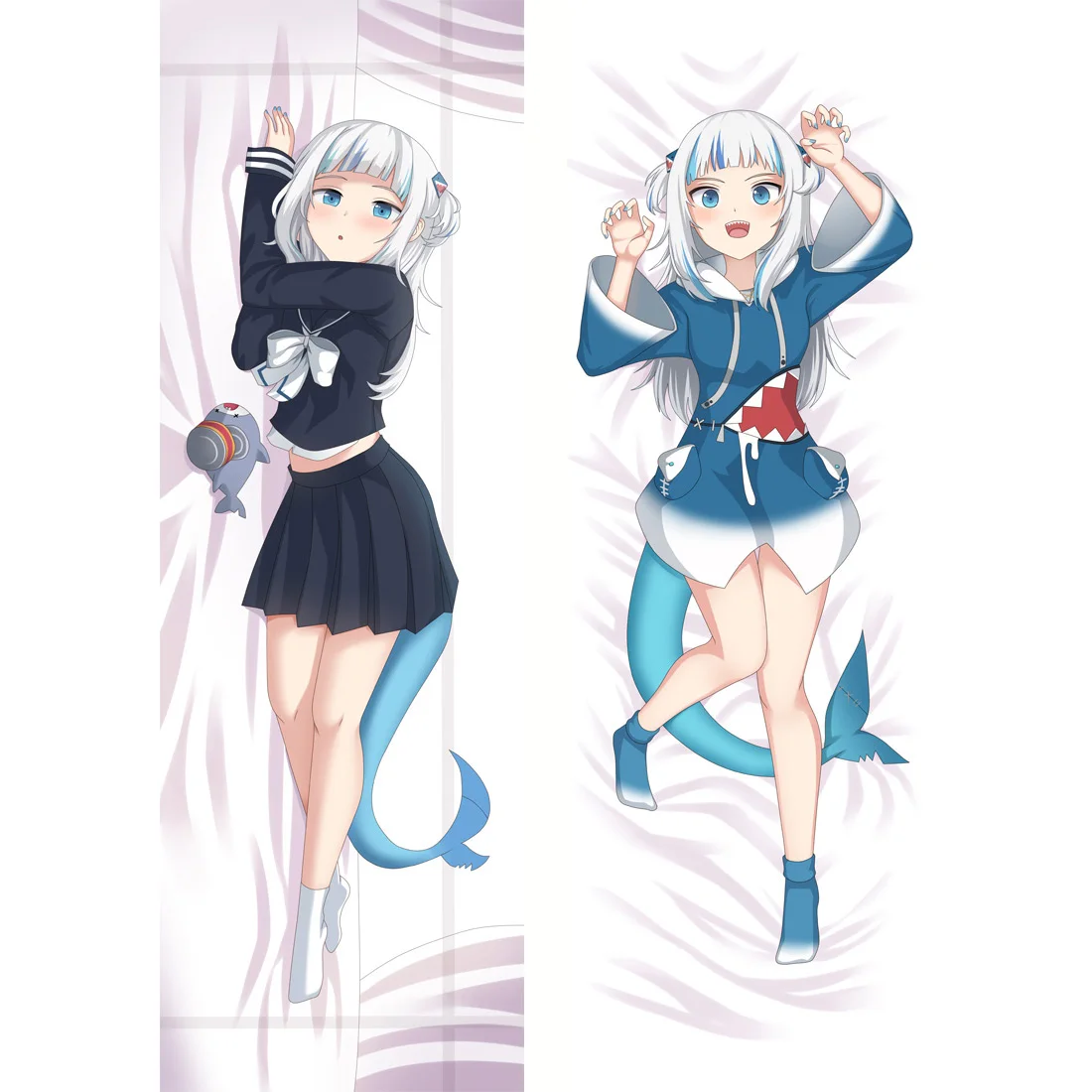 

50x180cm Vtuber Hololive Gawr Gura Cosplay Dakimakura Pillowcase Gawr Gura Peachskin Hugging Body Pillow Case Otaku Pillow Cover