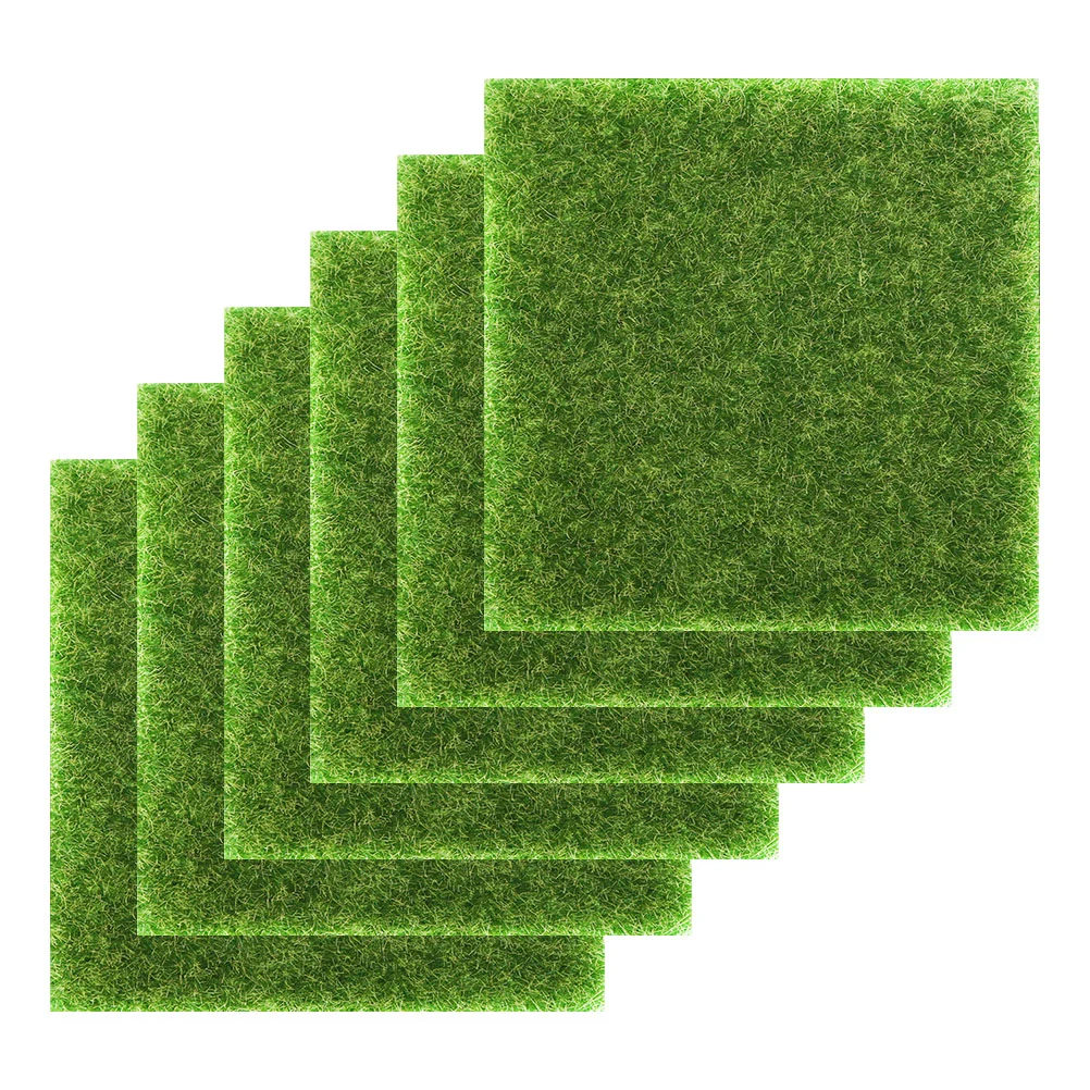 

6 Pcs Micro Landscape Adornment Fake Lawn Garden Decoration Plants Pets Turf Miniature Mini Artificial Turf Floor Decor