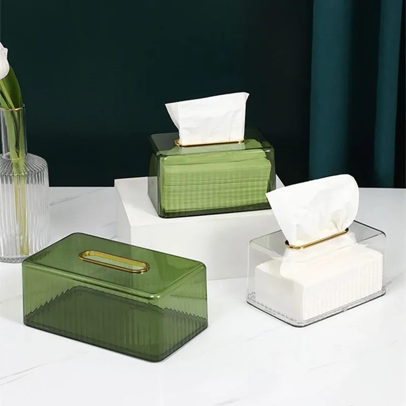 

Minimalist Household Tissue Box Transparent Desktop Napkin Paper Storage Box Anti-Dust Living Room Kitchen Sundries Container