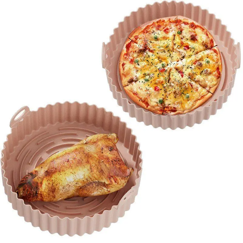 Easy Clean Grill Pan 205x70mm Oven Baking Tray Food Grade Reusable Replacemen Grill Pan Air Fryer Accessories Silicone Round