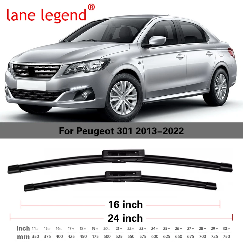 

Автомобильные передние щетки стеклоочистителя с левым рулем для Peugeot 301 2013-2022, 2 шт., щетки, омыватель, аксессуары для лобового стекла 24 "+ 16"