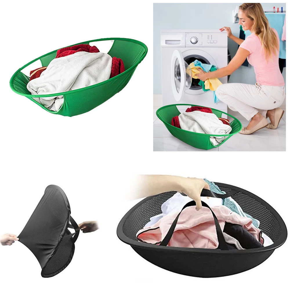 

21/27inch Tub Laundry Foldable Home Basket Portable Creative Storage Helper Basket Oval Bag Carrier Dryer Hamper Clothes Clothes