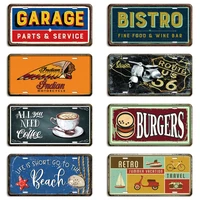 route 66 vintage license plate vespa car metal sign beach beer burgers art plaque for garage cafe bar home wall decor n486