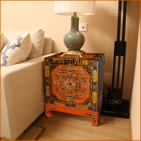 gy tibetan furniture solid wood sofa corner cabinet distressed antique side table light luxury bedside table small coffee table