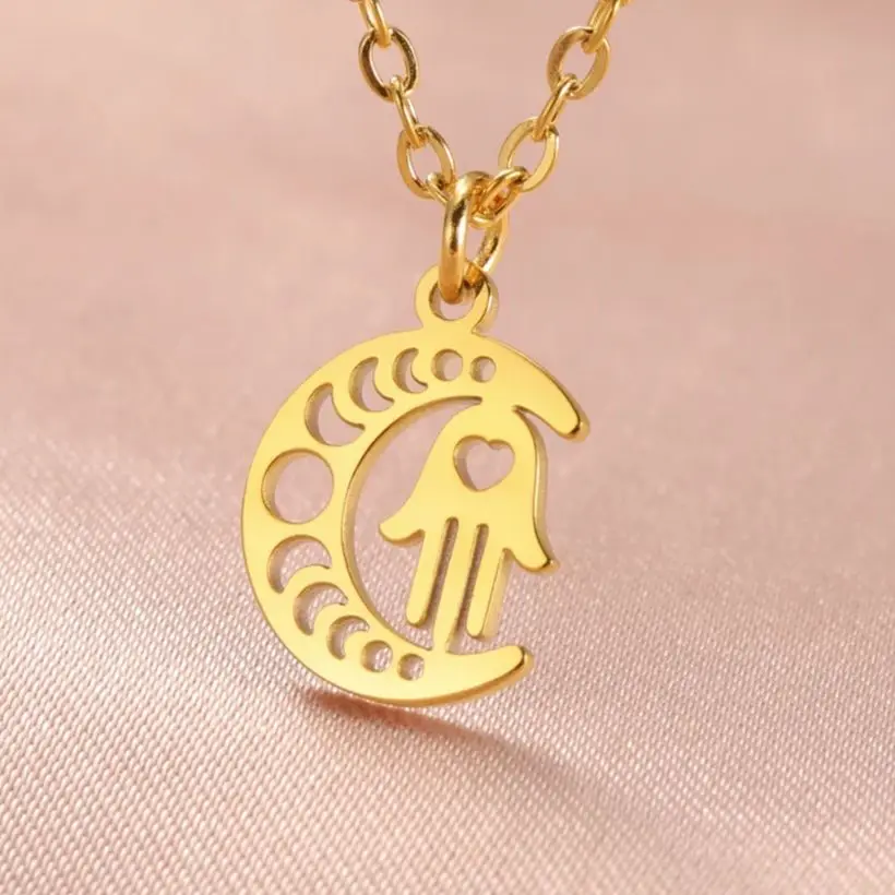 Ожерелье LIKGREAT с арабскими хамсой для женщин и мужчин амулет полумесяцем луной - Цена: 169