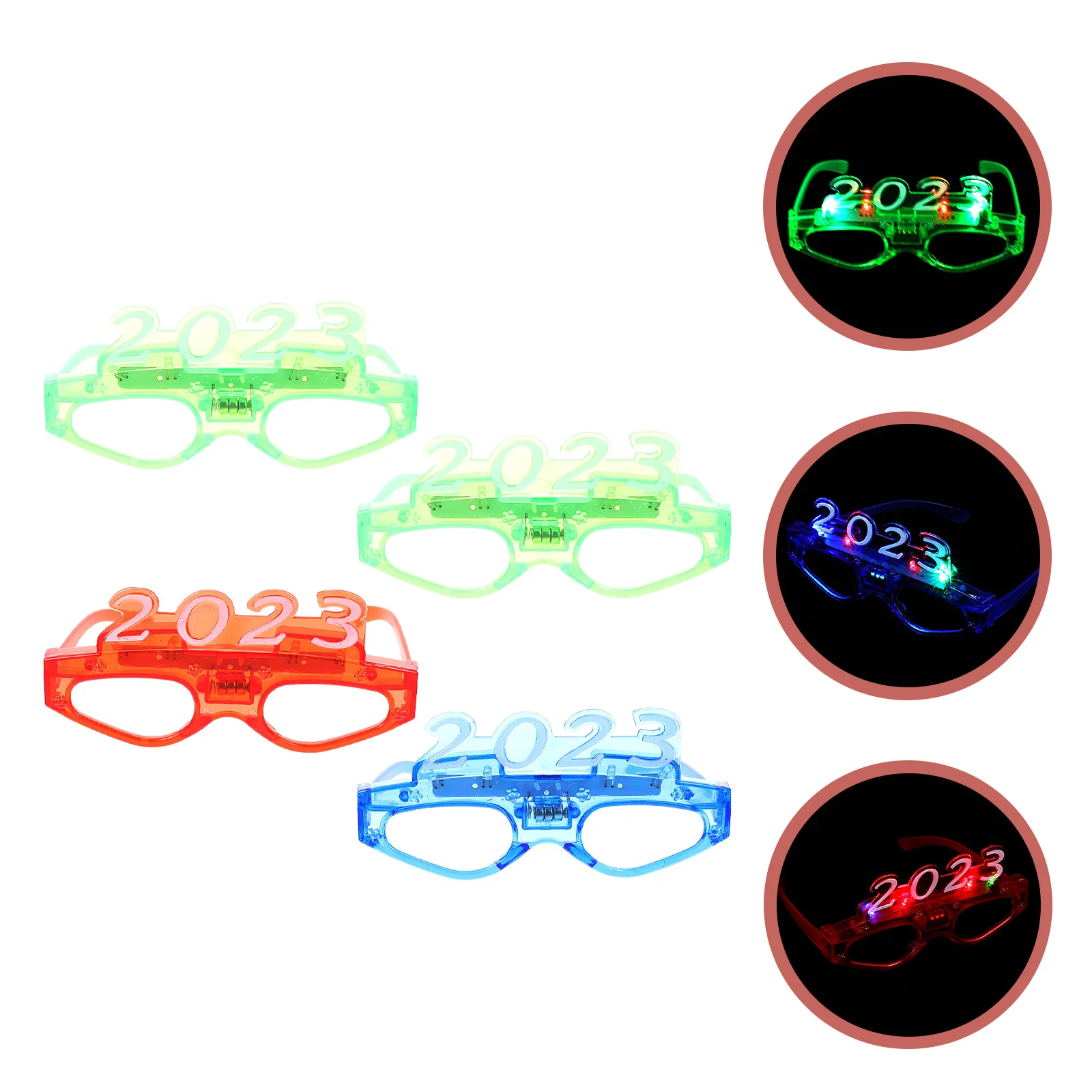 

4pcs Decorative Glowing Glasses 2023 Glasses Party Prank Glasses Random Color and Style
