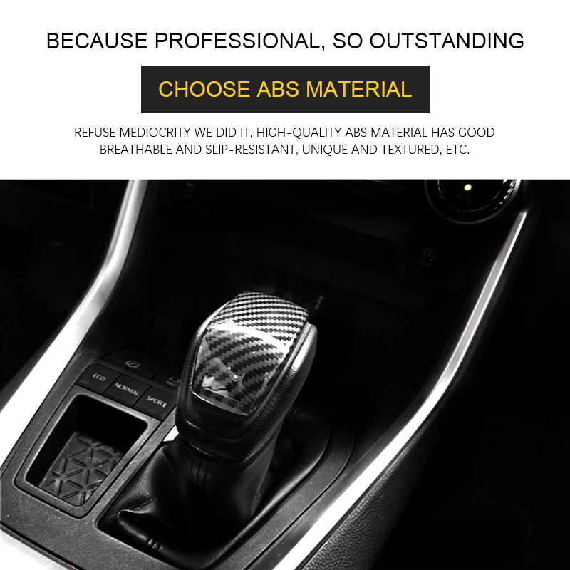 

ABS Car Gear Shift Handle Sleeve Cover Trim Carbon Fiber Texture Auto Interior Style For RAV4 2019 2020 2021 2022 Decoration
