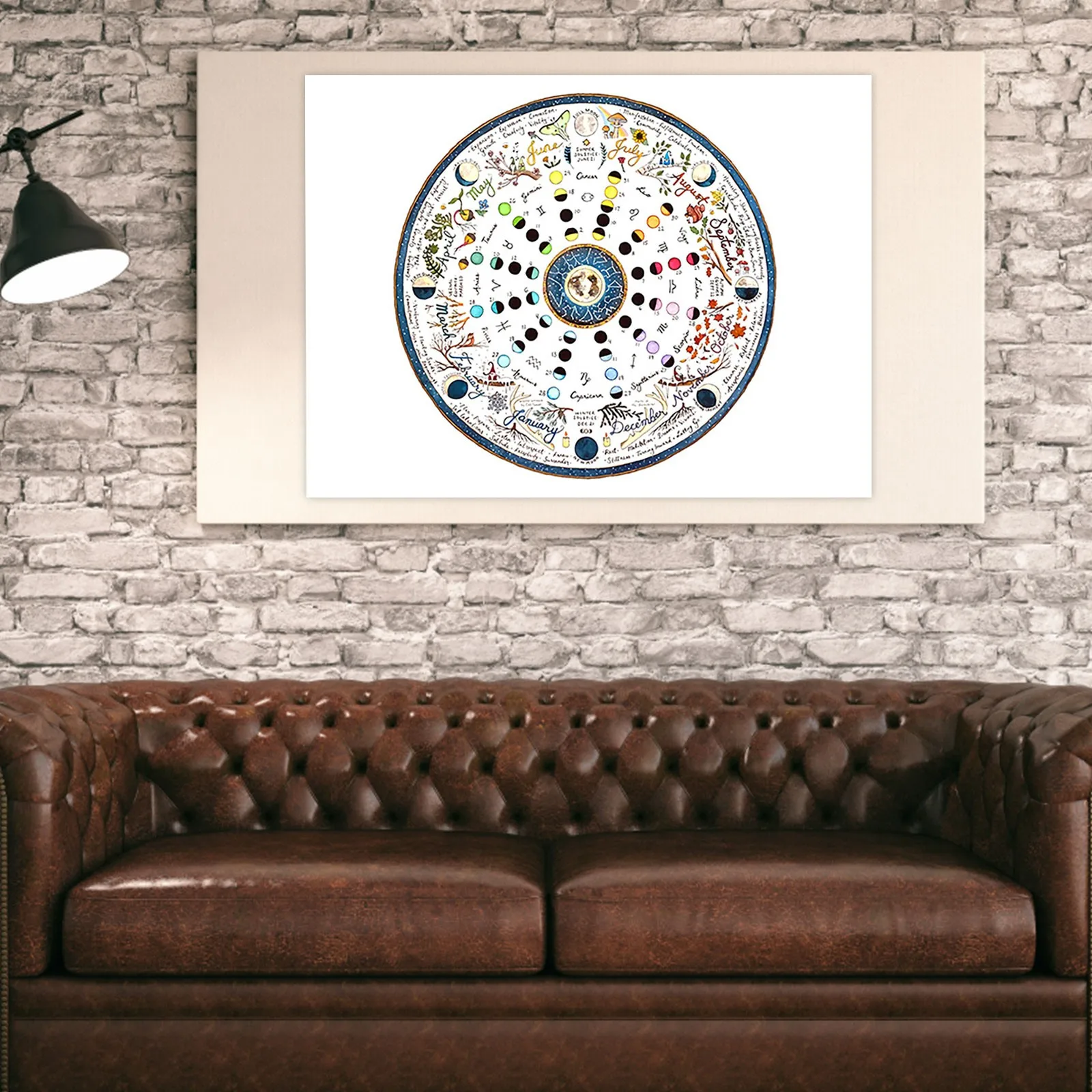 Картина 2022 лунный календарь ежегодное кольцо холст подвесная картина с фазой
