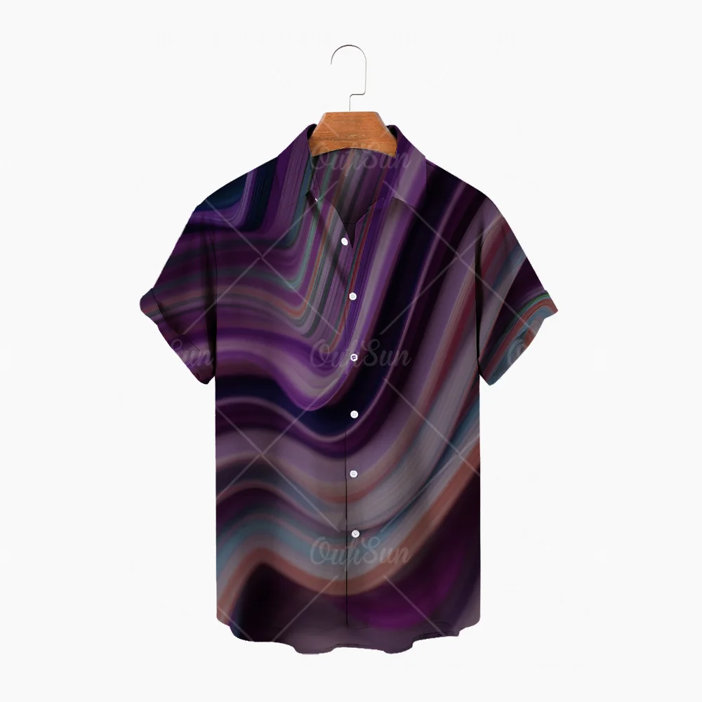 

Летняя дышащая новая модная рубашка для отдыха мужская гавайская рубашка с абстрактным принтом и короткими рукавами на пуговицах