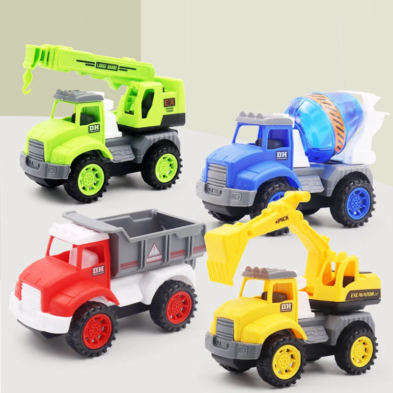 

New Cute Thicken Push and Go Car Construction Vehicles Toys Pull Back Cartoon Play for 2 3 Years Old Boys Toddlers Kids Gift