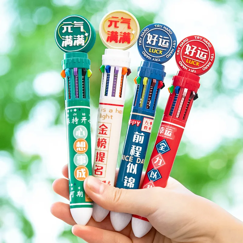 

Cartoon 10 Colors Pens Kawaii Ballpoint Pens School Students Gifts Stationery Office Writing Tools Colorful Refill Stationery