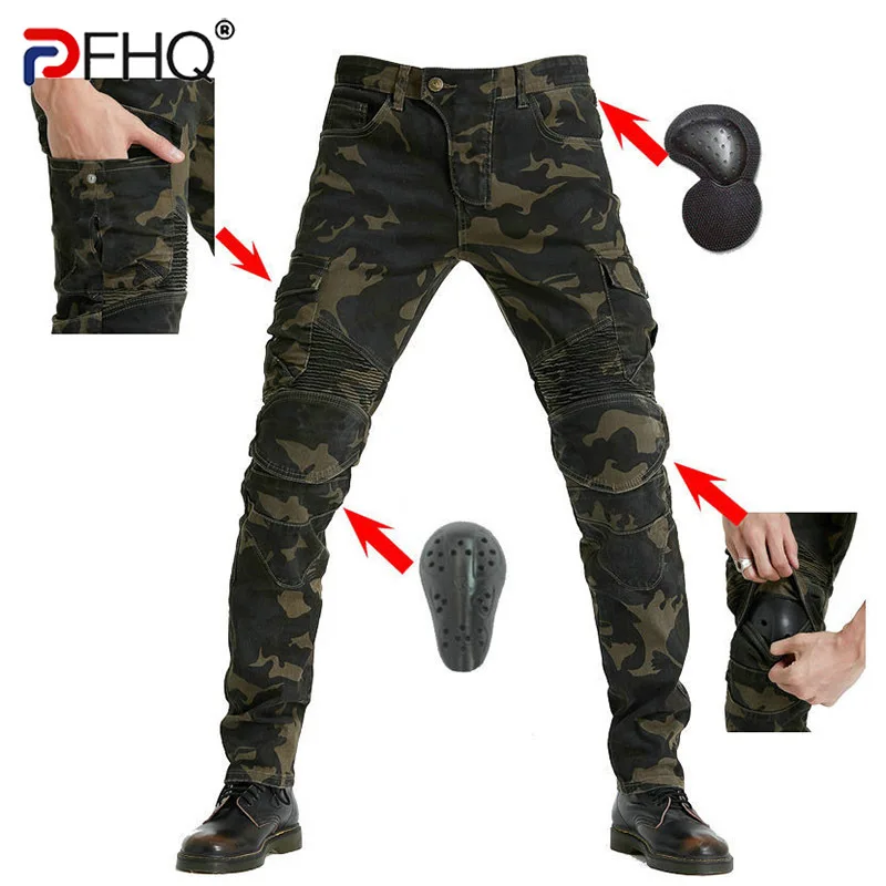

PFHQ Camouflage Men's Motorcycles Cargo Trousers 2023 Spring High Quality Causal Pants Kneepad Straight Slim Fit Many Pocket New