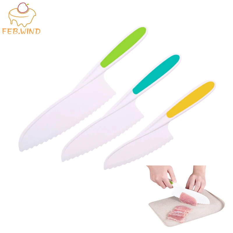 Набор из 3 нейлоновых детских ножей для реального приготовления пищи Безопасный