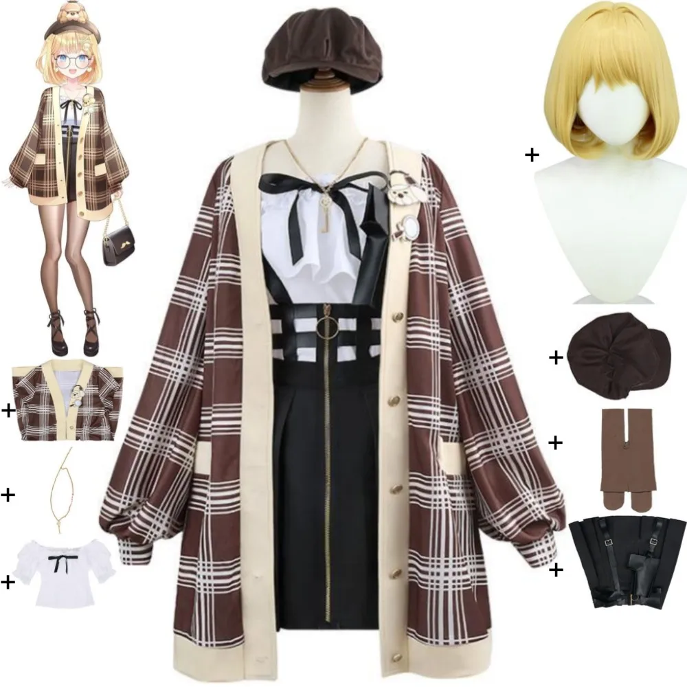 

YouTuber VTuber Hololive EN Ватсон Амелия косплей костюм парик шляпа аниме повседневная одежда для девочек Hallowen сексуальный женский Школьный костюм