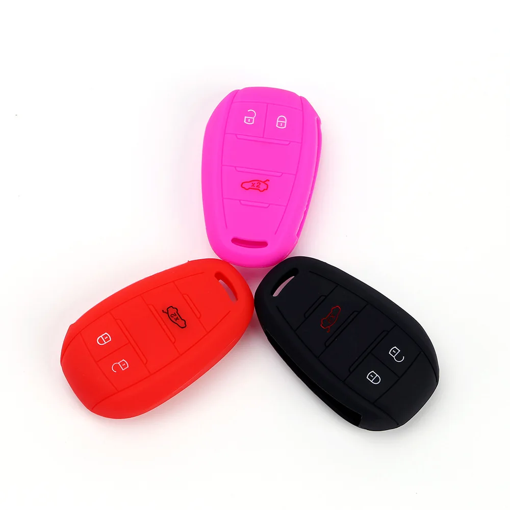 

Чехол для автомобильного ключа комплект FOB для Alfa Romeo Giulia Stelvio 2017 2018 2019 3 кнопки силиконовый умный пульт дистанционного управления автомобиль...