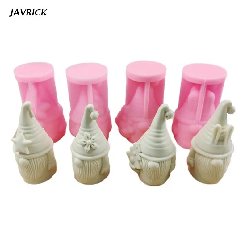 

4 шт. декоративные 3D формочки для свечей в виде карлика Санты, форма «сделай сам» для свечей из эпоксидной смолы, формочки для свечей ручной р...