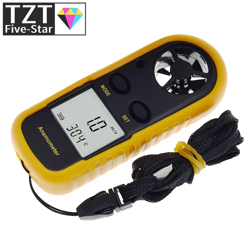 Цифровой анемометр 0-30 м/с Измеритель скорости ветра -10 ~ 45C Тестер температуры