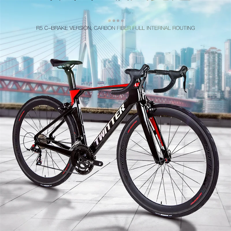 

2022TWITTER NEWEST R5 Carbon Fiber Road Bike 24Speed Road Bicycle with Carbon WheeL 700C bicicleta gravel bike bicycles for men