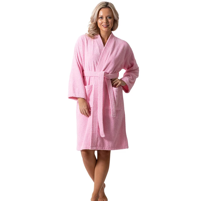 Winter Women's Terry Bathrobe Absorb Water V Neck Ladies Dressing Gown With Sashes Homewear Cotton Kimono For Female 2023
