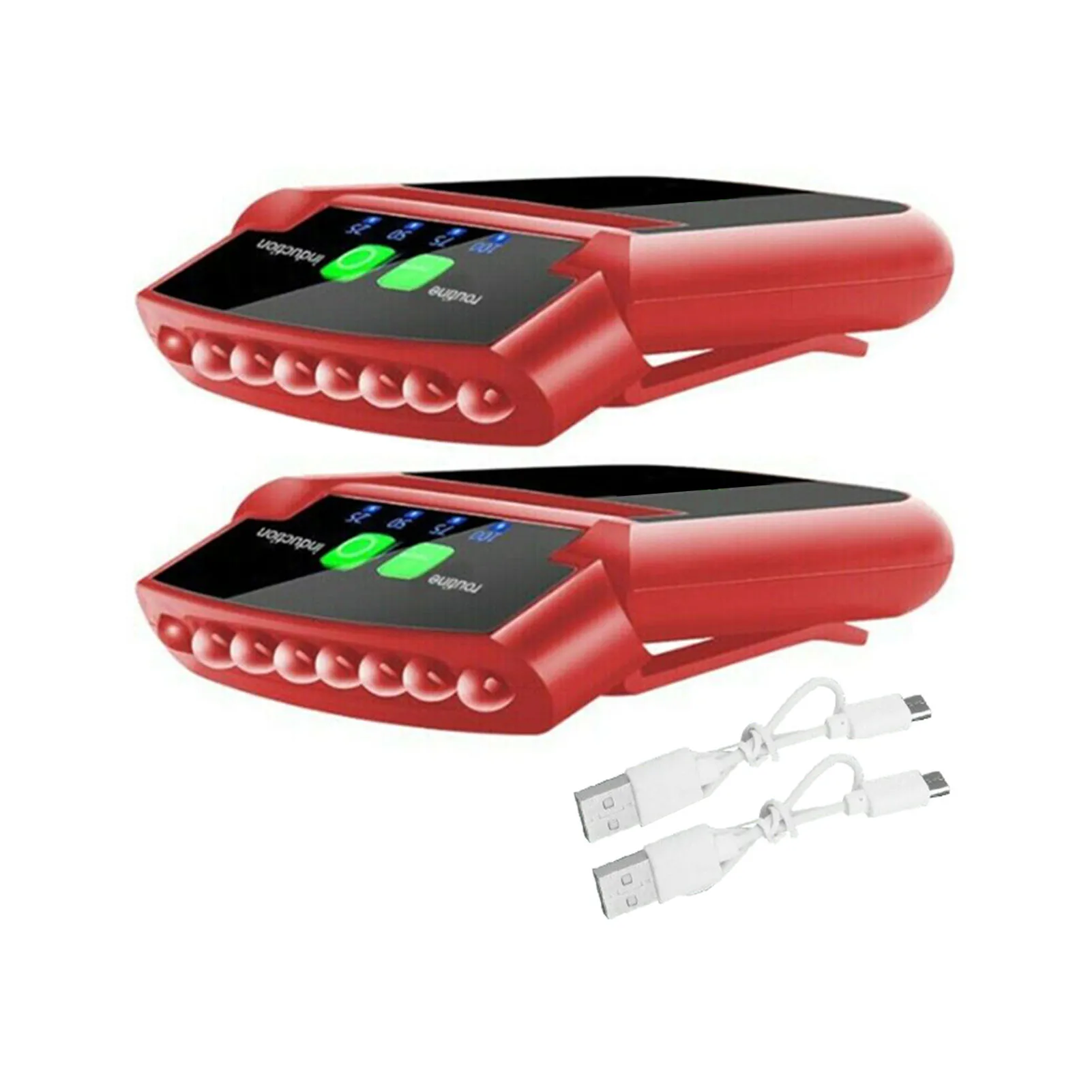 

2pcs Ultra Bright Waterproof Flashlight Clip On Cap USB Rechargeable LED Hat Light Headlamp Angle Adjustable Gesture Induction
