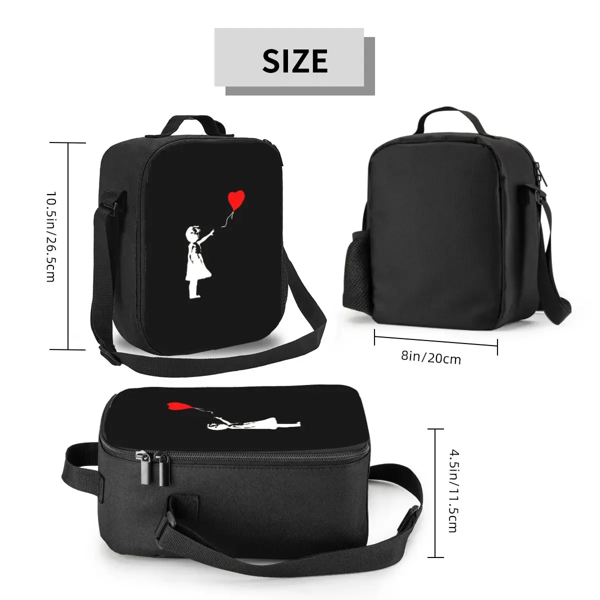 Изолированная сумка для обеда с воздушным шаром Бэнкси девочек женщин