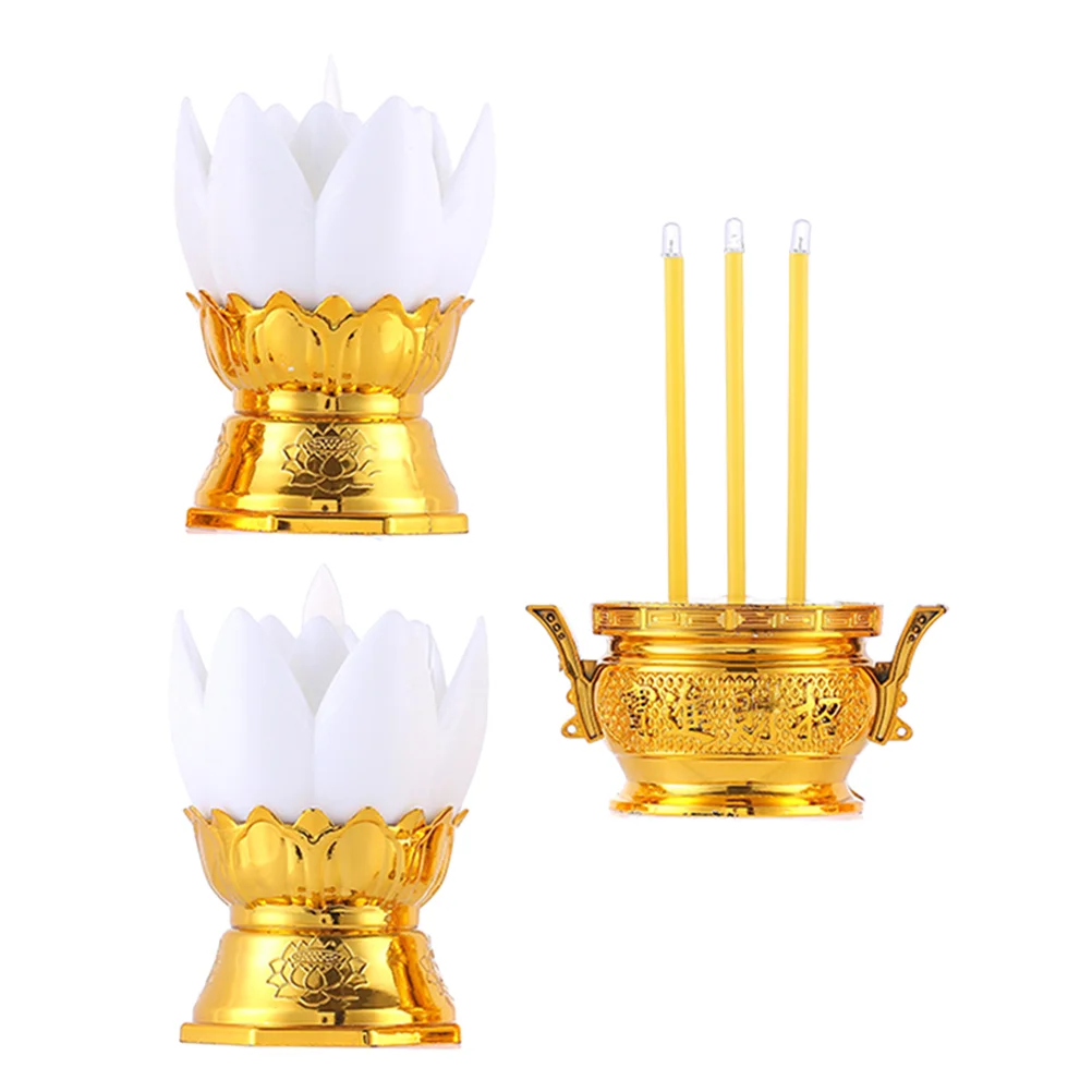 

Lotus Lamp Ornament Night Light LED LED Electronic Burner Lantern Taper Holder Plastic Tabletop Centerpiece