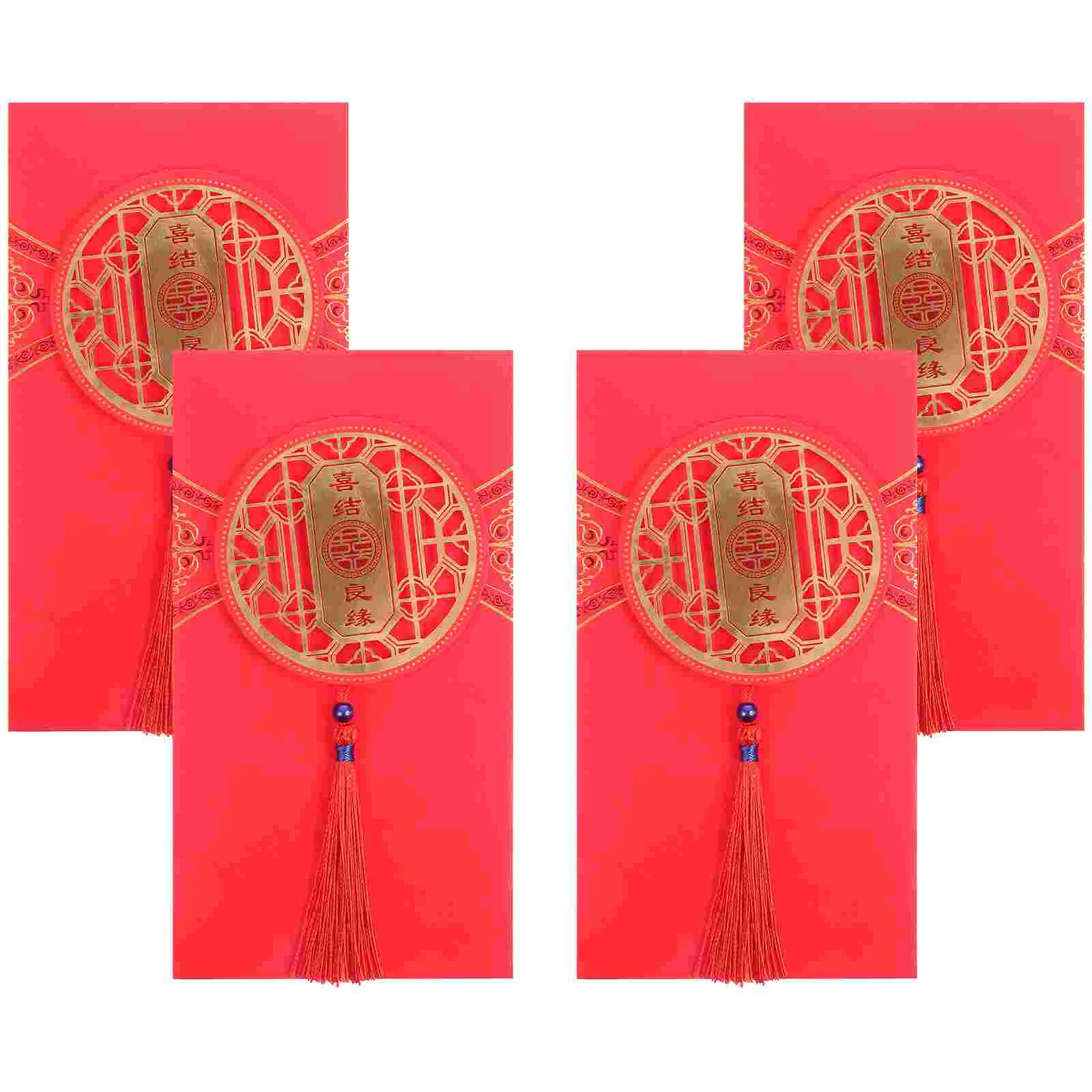 

Wedding Chinese Red Money Envelope Envelopes Pocket Cash Tassel Holder Lucky Style Party Pouchpaper Pockets Hong Asian Bao