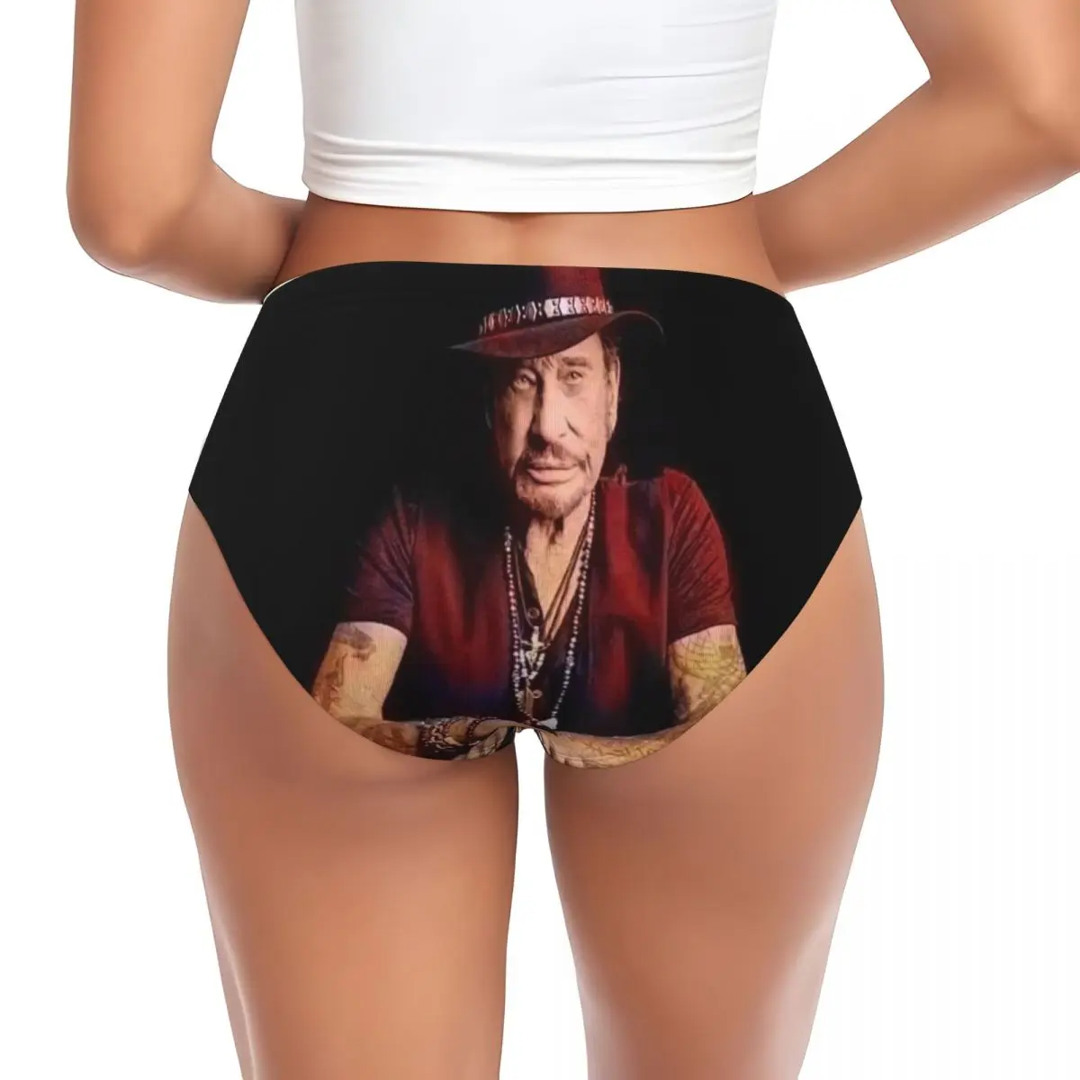 Фото Трусики Custom Johnny Hallyday, женские удобные эластичные трусики с изображением французского рок-певца, нижнее белье, подарки на день Святого Валентина, трусы №2