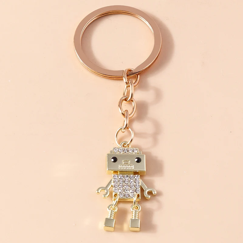 

Cute Robot Keychain Alloy Crystal Key Rings Animal Key Chains Gifts for Women Men Handbag Accessorie Car Keys Handmade Jewelry