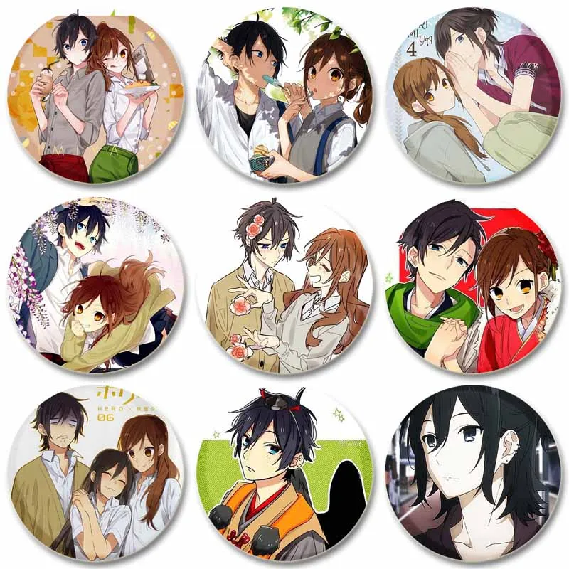 32/44/58mm Anime Horimiya Round Button Pins Cartoon Badge Brooches for Clothes Backpack Hat Decoration Jewelry Accessories Gifts