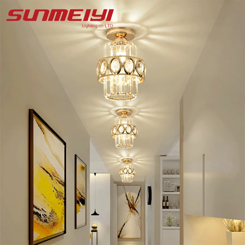 Luxury Crystal Ceiling Lamp Nordic LED Lights For Corridor Aisle Balcony Staircase Cloakroom Porch Bedroom Home Indoor Lighting