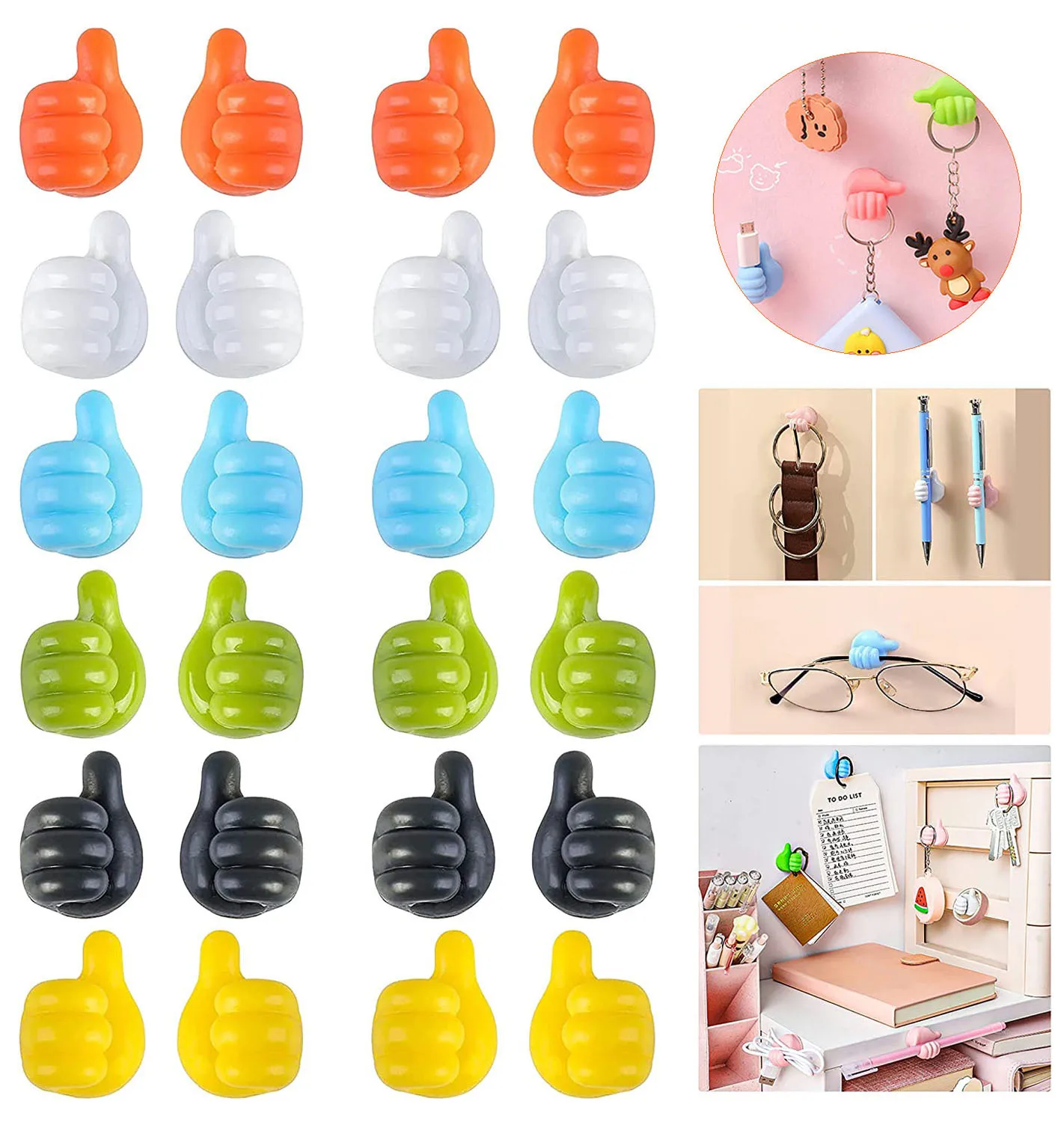 1/5/10Pcs Auto-Adhésif Silicone Pouce Crochet Mural Câble Gestion Fil Organisateur Crochets Muraux